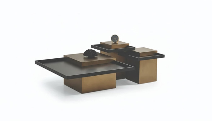Ensemble de table basse moderne pour salon Mobilier de luxe 3x Tables d'appoint en bois