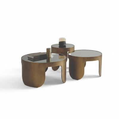 Luxueux ensemble de tables basses de designer, 3 tables basses et ensemble de table ronde.