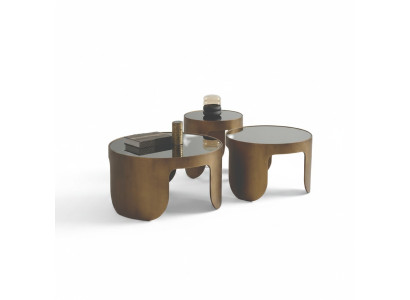 Luxueux ensemble de tables basses de designer, 3 tables basses et ensemble de table ronde.