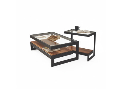 Ensemble de tables basses exclusives Table d'appoint Table en verre Table basse de salon