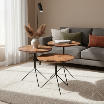 Table basse 3x Table de salon design Mobilier moderne Tables de luxe Ensemble de 3 pièces
