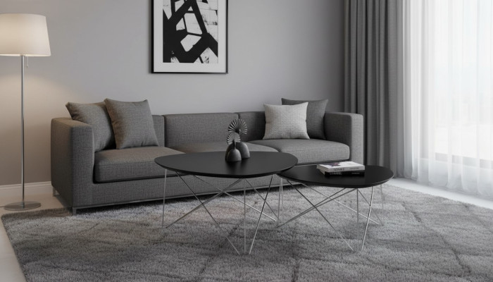 Table basse Table de salon noire Tables basses de luxe 2х Table d'appoint Table neuve