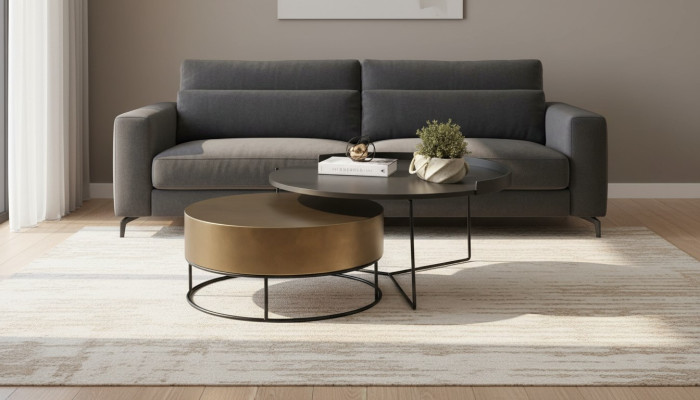 Designer 2x Tables basses Tables d'appoint modernes rondes en métal ensemble de tables