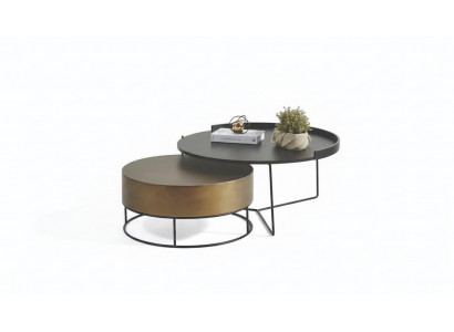 Designer 2x Tables basses Tables d'appoint modernes rondes en métal ensemble de tables