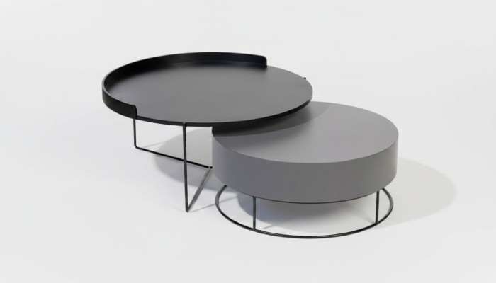 Ensemble rond 2x Table basse Gris Table basse Table d'appoint Tables de salon