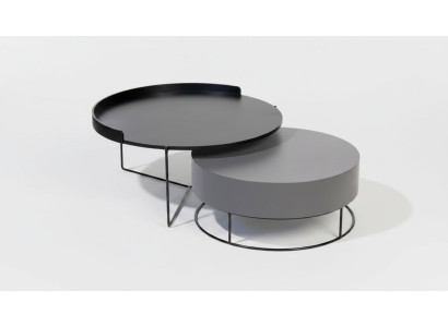 Ensemble rond 2x Table basse Gris Table basse Table d'appoint Tables de salon