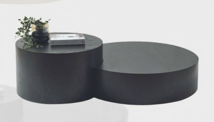 Moderne Ensemble de table basse noire Designer Table basse ronde Table d'appoint.