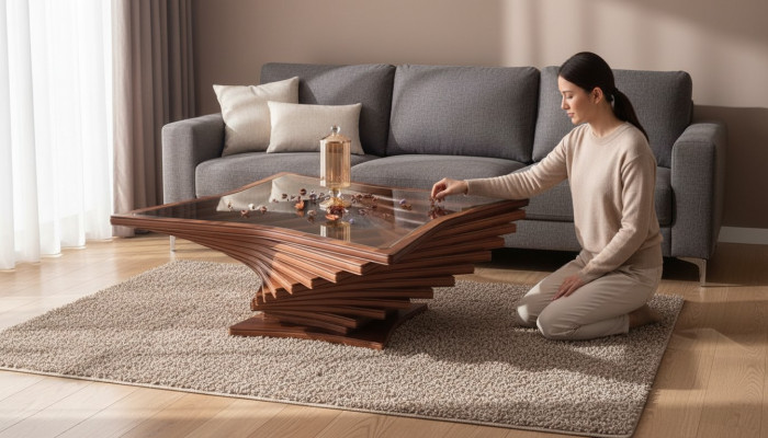 table basse exclusive en or Table de salon Table de canapé Table en verre élégante