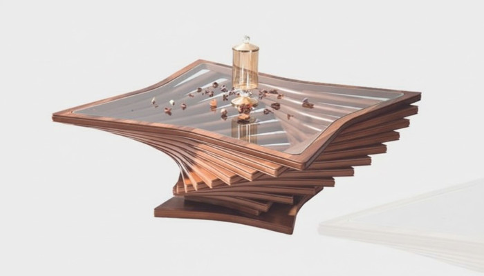 table basse exclusive en or Table de salon Table de canapé Table en verre élégante