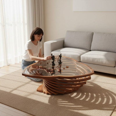 Table basse moderne en verre marron 2x Table basse Table d'appoint Table design