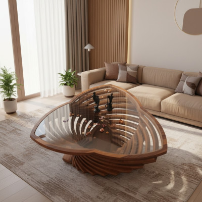 Table basse moderne en verre marron 2x Table basse Table d'appoint Table design