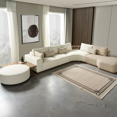 Canapé d'angle blanc Moderne Mobilier de salon Designer Canapé Textile 2pcs
