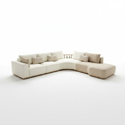 Canapé d'angle blanc Moderne Mobilier de salon Designer Canapé Textile 2pcs