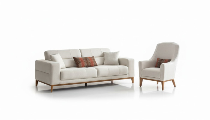 Blanc exclusif Salon Suite textile 3 places Fauteuil de luxe 2 pièces