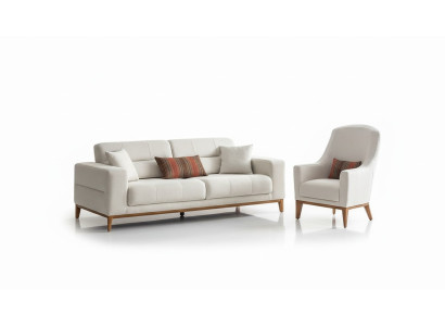 Blanc exclusif Salon Suite textile 3 places Fauteuil de luxe 2 pièces