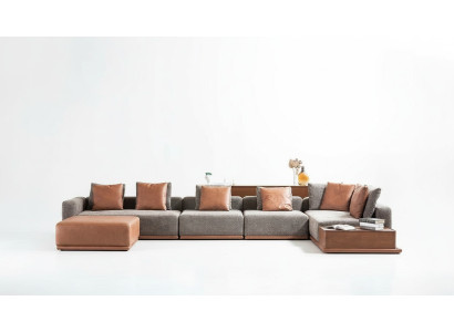 Canapé rembourré Coin suite Canapé d'angle Canapé en L en tissu Canapé Moderne Gris