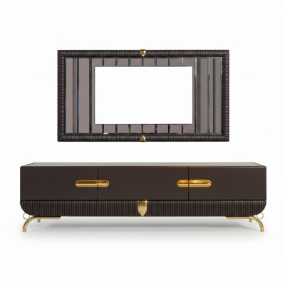 Salon marron Armoire TV Cadre TV Designer en Bois Luxueux Ensemble