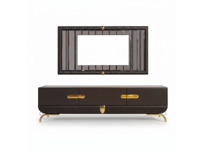 Salon marron Armoire TV Cadre TV Designer en Bois Luxueux Ensemble