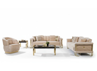 Ensemble de canapé moderne beige 3 + 3 + 1 place Chaise rembourrée de designer Mobilier