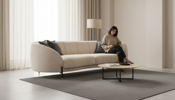 Revêtement de canapé beige Canapé 4 places Canapés Tissu Design Canapé Mobilier nouveau