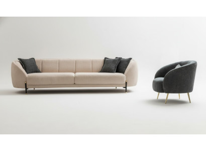 Fauteuil moderne rembourré canapé 3 places beige Canapés de haute qualité Design Textile neuf