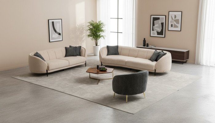 Ensemble de canapé 4 3 1 place Ensemble de canapés pour salon Beige Moderne