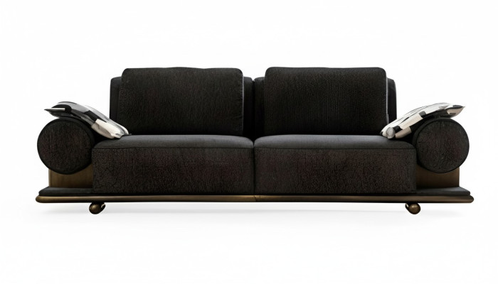 Canapé moderne 3 places en tissu noir de haute qualité Design de canapés textile neuf