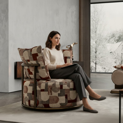 Design de fauteuil moderne multicolore, canapé de luxe pour 1 personne, tissu de relaxation pour salon.