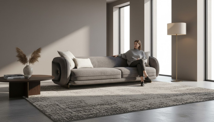 Salon Canapé en tissu gris 4 places Mobilier de luxe Design de siège Canapé Lounge