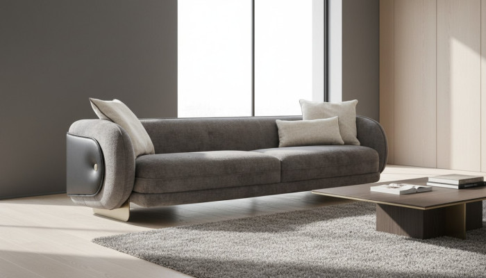 Salon Canapé en tissu gris 4 places Mobilier de luxe Design de siège Canapé Lounge