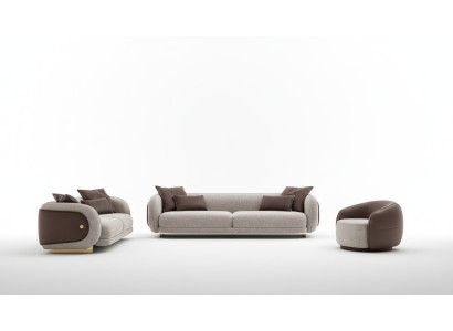 Ensemble de canapé de luxe Canapé Marron Suite Canapés 4 3 1 Siège 3 pièces Ensemble Tapisserie d'ameublement