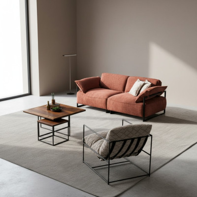 Salon Canapé en textile rose 3 places Mobilier de luxe Siège Design Salon nouveau