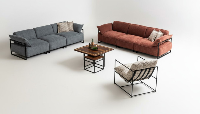 Ensemble de canapés de luxe 2x fauteuil design à quatre places canapés de salon