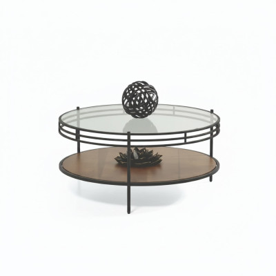 Table basse de designer Table en verre de luxe Table basse ronde en bois pour salon