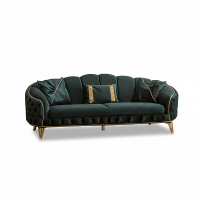 Canapé 3 places 2x Chesterfield Revêtement Siège Tissu Tissus Canapés Sofa