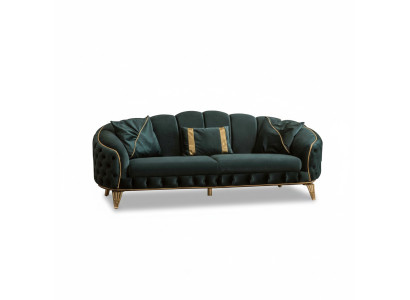 Canapé 3 places 2x Chesterfield Revêtement Siège Tissu Tissus Canapés Sofa