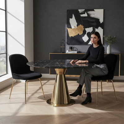 Ensemble de chaises noires de groupe Suite 2x Chaise Set Revêtement textile Siège en acier inoxydable