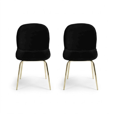Ensemble de chaises noires de groupe Suite 2x Chaise Set Revêtement textile Siège en acier inoxydable