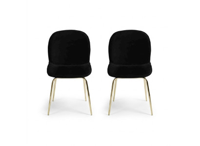 Ensemble de chaises noires de groupe Suite 2x Chaise Set Revêtement textile Siège en acier inoxydable