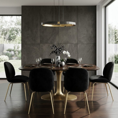 Ensemble de 4 chaises de groupe noir en tissu avec siège rembourré en acier inoxydable