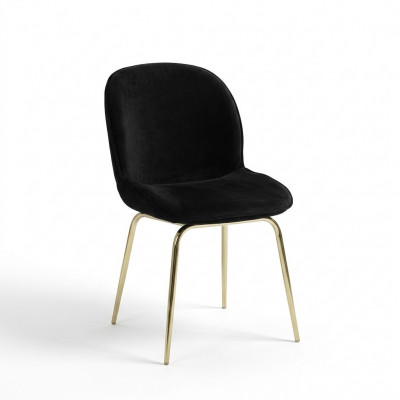 Ensemble de 4 chaises de groupe noir en tissu avec siège rembourré en acier inoxydable
