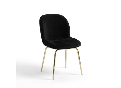 Ensemble de 4 chaises de groupe noir en tissu avec siège rembourré en acier inoxydable