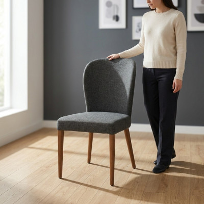 Chaise moderne en bois gris rembourrée, fauteuil inclinable design à un seul siège