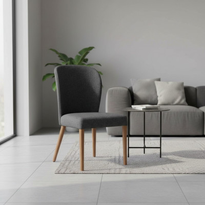 Chaise moderne en bois gris rembourrée, fauteuil inclinable design à un seul siège