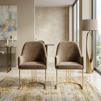 Chaise dorée Design de salle à manger Chaises Textile Meubles de luxe Fauteuil nouveau