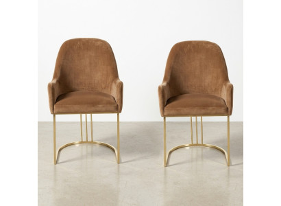 Chaise dorée Design de salle à manger Chaises Textile Meubles de luxe Fauteuil nouveau