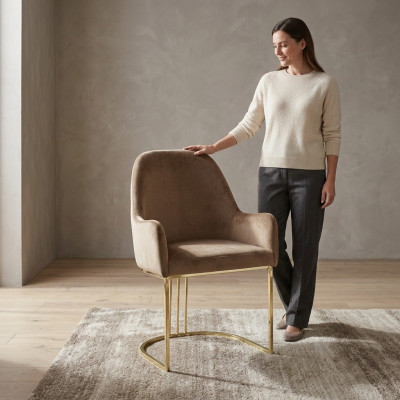 Groupe Ensemble 4x Chaise Fauteuil Design Tissu Upholstery Chaises Salle à manger Textile