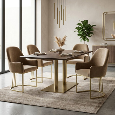 Groupe Ensemble 4x Chaise Fauteuil Design Tissu Upholstery Chaises Salle à manger Textile
