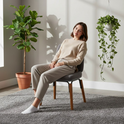 Chaise de salle à manger grise Chaise moderne en bois Siège rembourré de designer Meubles