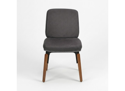 Chaise de salle à manger grise Chaise moderne en bois Siège rembourré de designer Meubles